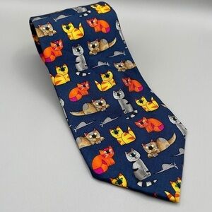 Cat & Mouse Alynn Neckwear Necktie Novelty 100% Silk Tie Made in USA​​​​​​​​​​